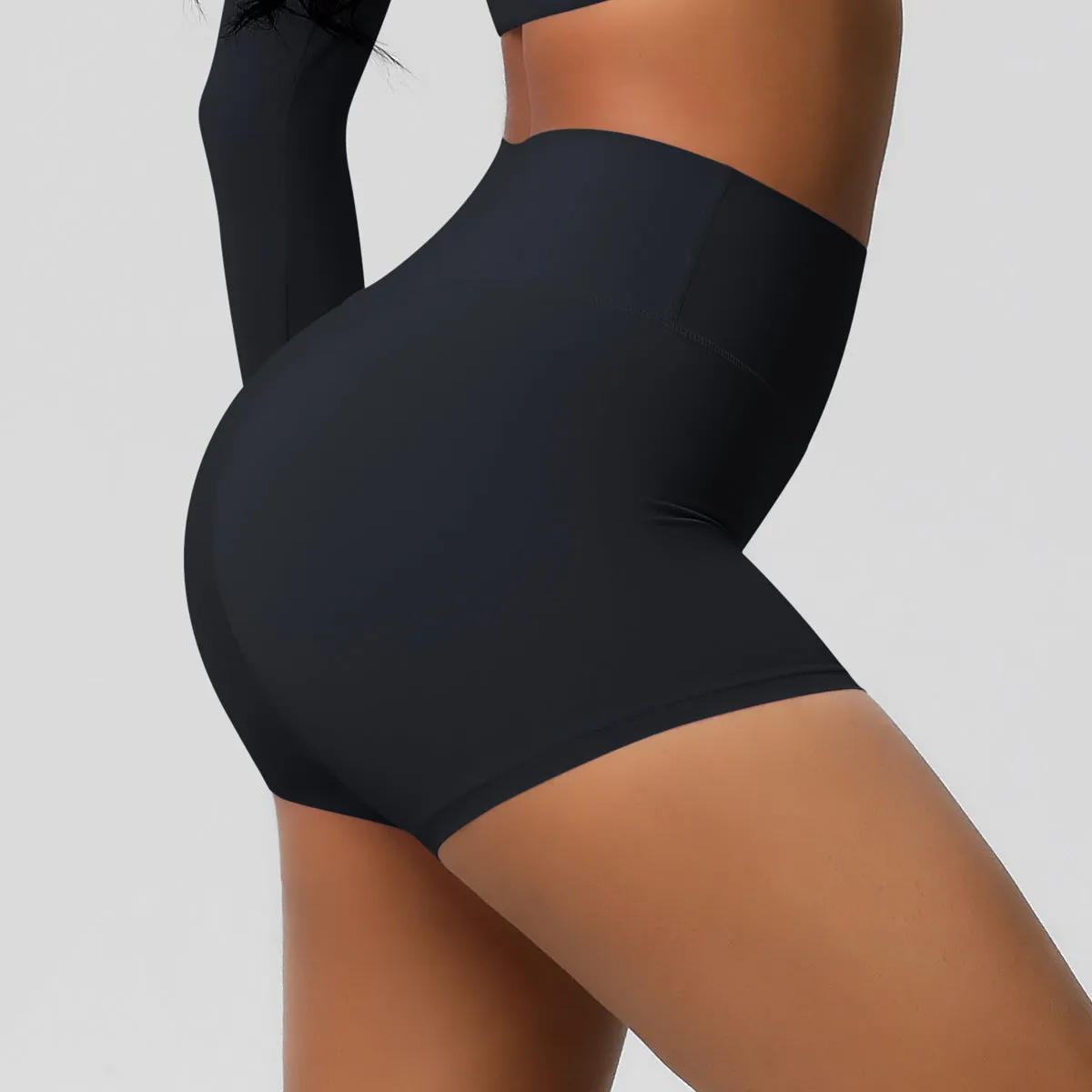 High-Waisted Solid Yoga and Fitness Shorts for Active Comfort