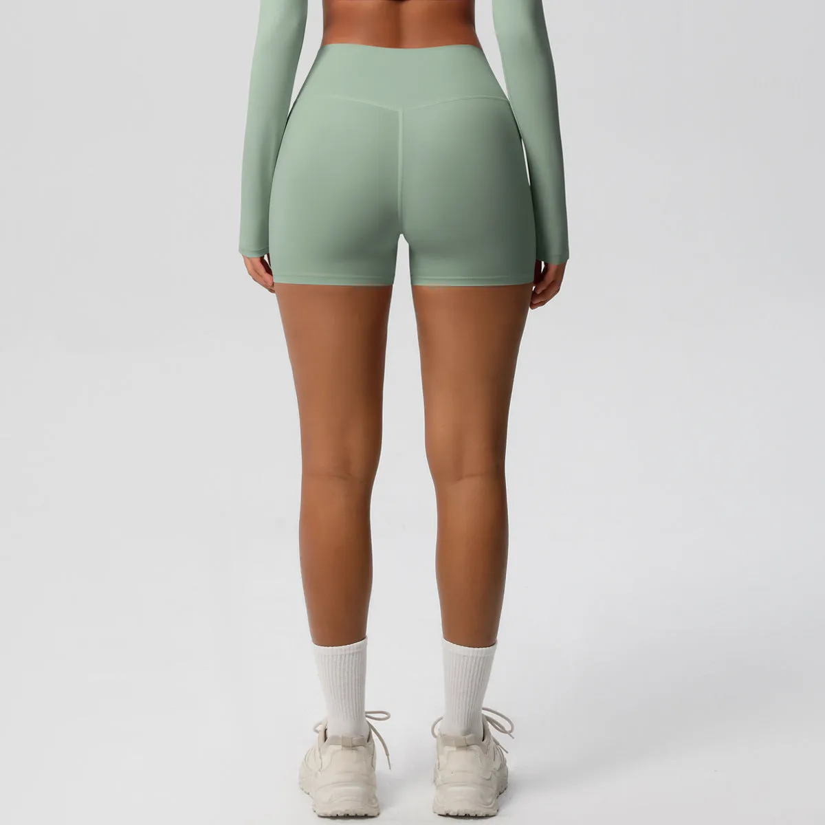 High-Waisted Solid Yoga and Fitness Shorts for Active Comfort