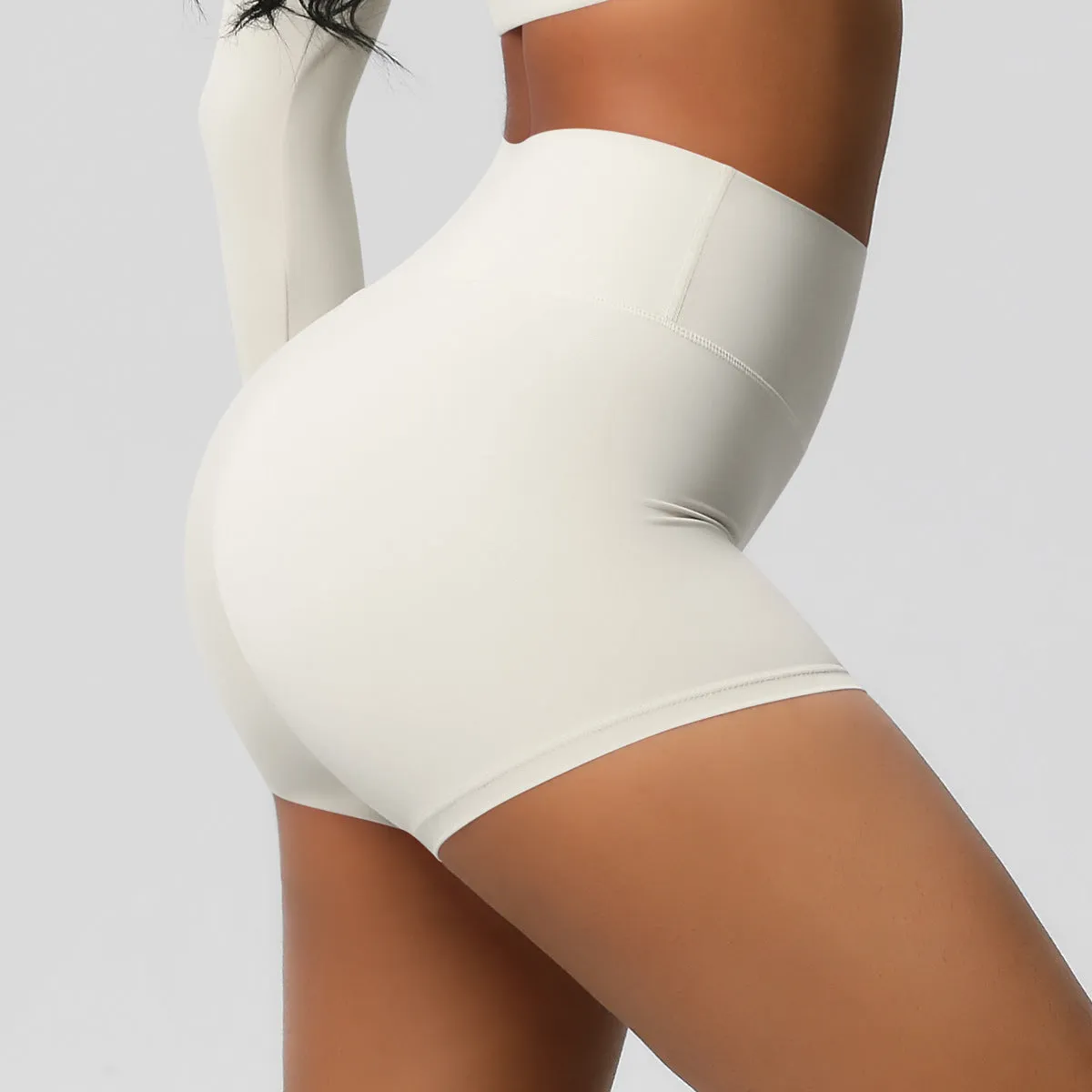 High-Waisted Solid Yoga and Fitness Shorts for Active Comfort