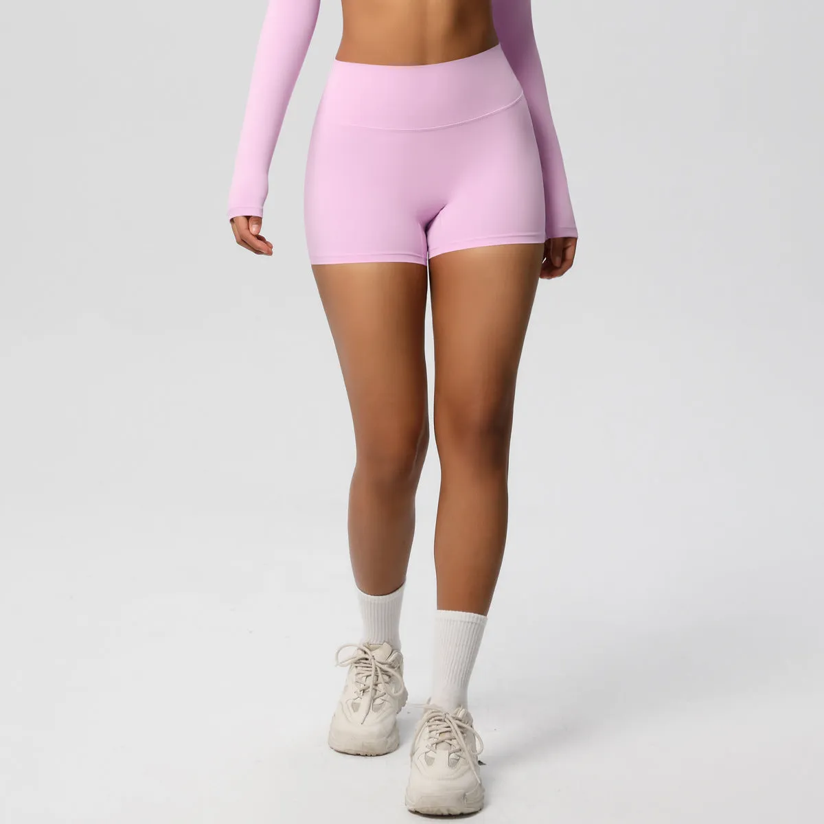 High-Waisted Solid Yoga and Fitness Shorts for Active Comfort