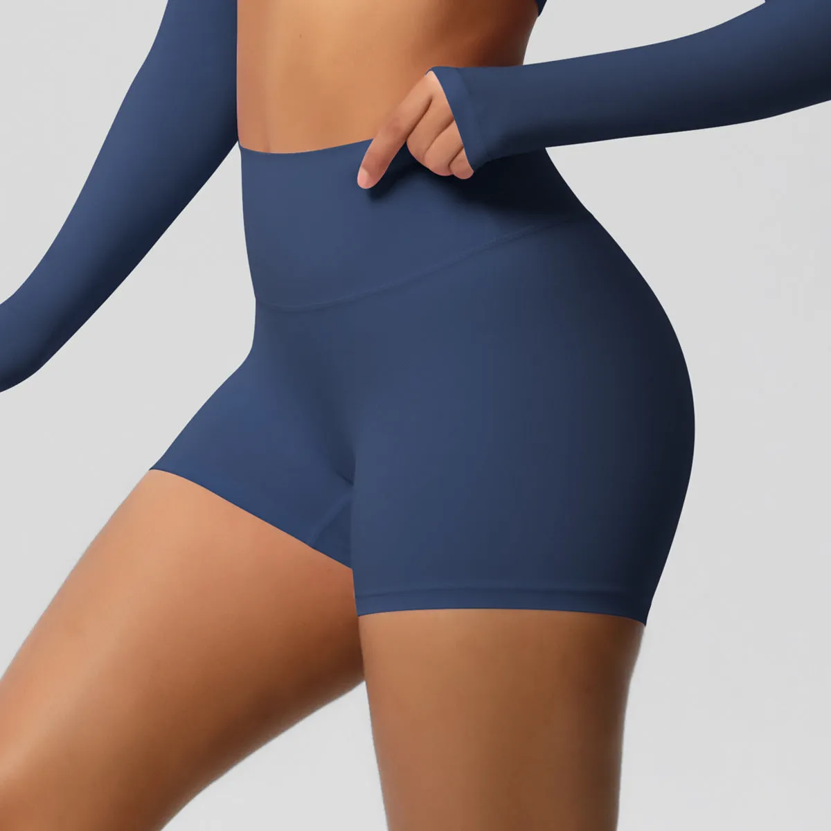 High-Waisted Solid Yoga and Fitness Shorts for Active Comfort