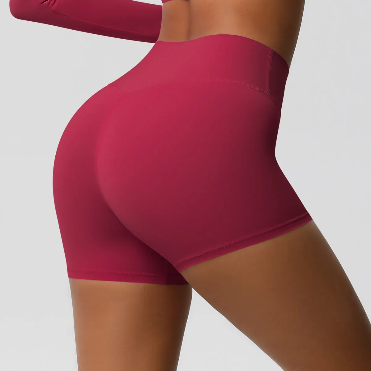 High-Waisted Solid Yoga and Fitness Shorts for Active Comfort