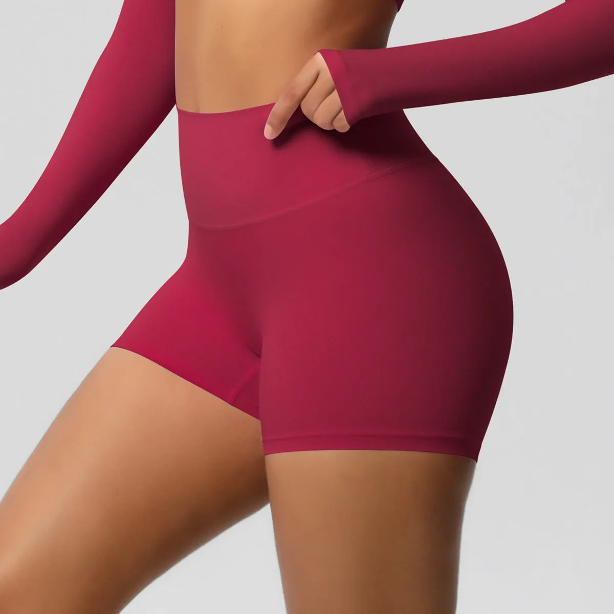 High-Waisted Solid Yoga and Fitness Shorts for Active Comfort