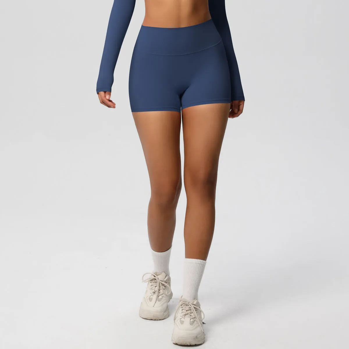 High-Waisted Solid Yoga and Fitness Shorts for Active Comfort