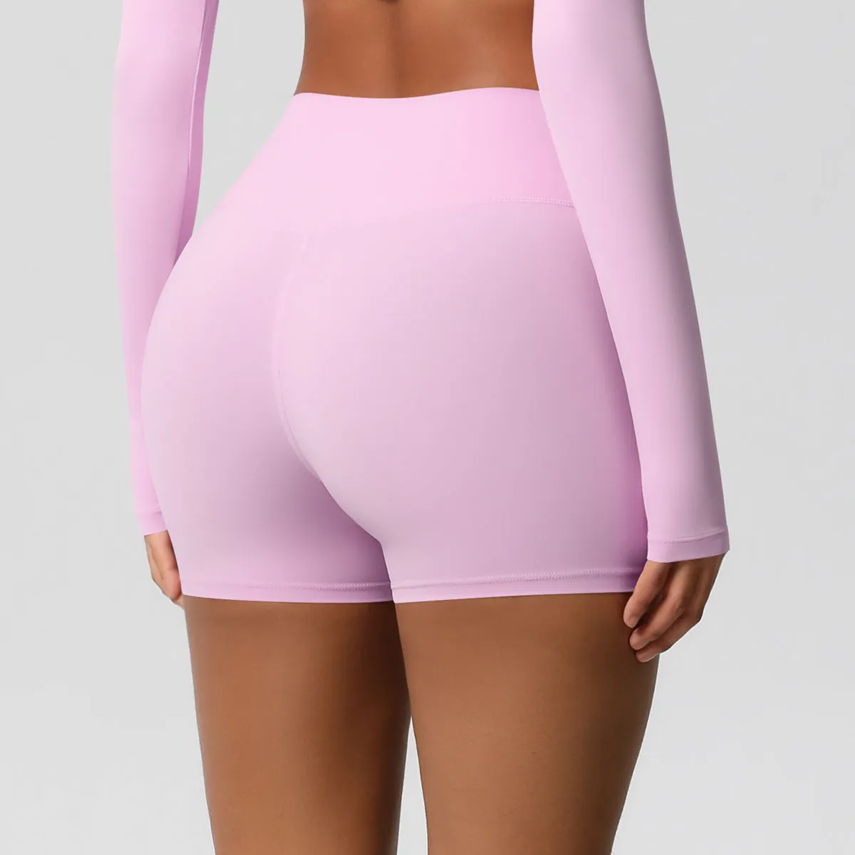 High-Waisted Solid Yoga and Fitness Shorts for Active Comfort