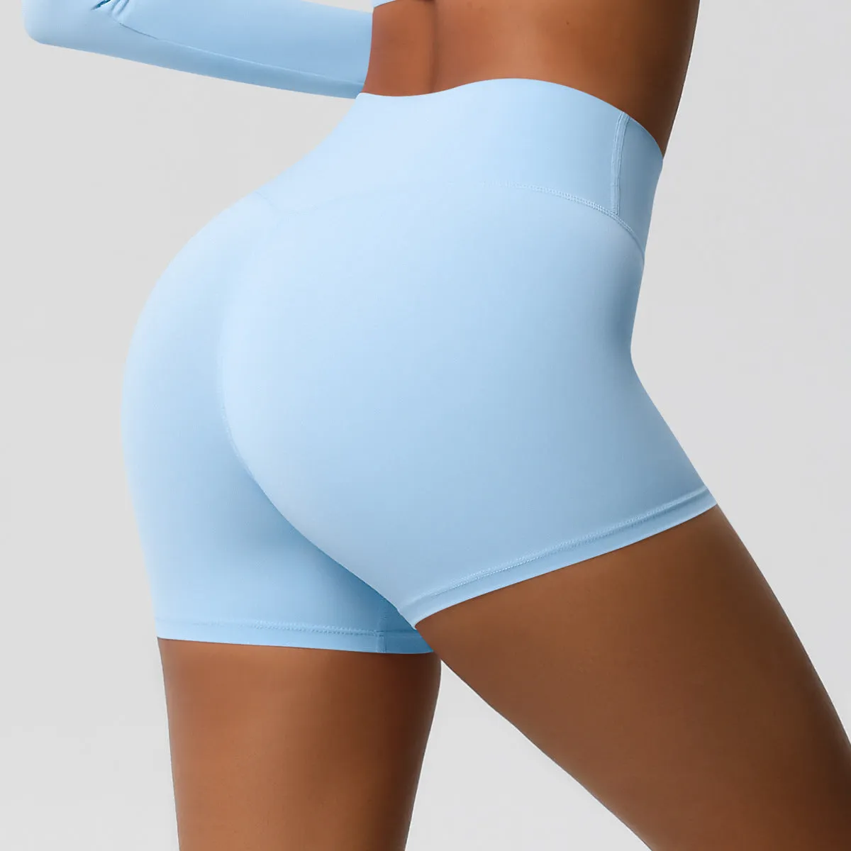 High-Waisted Solid Yoga and Fitness Shorts for Active Comfort