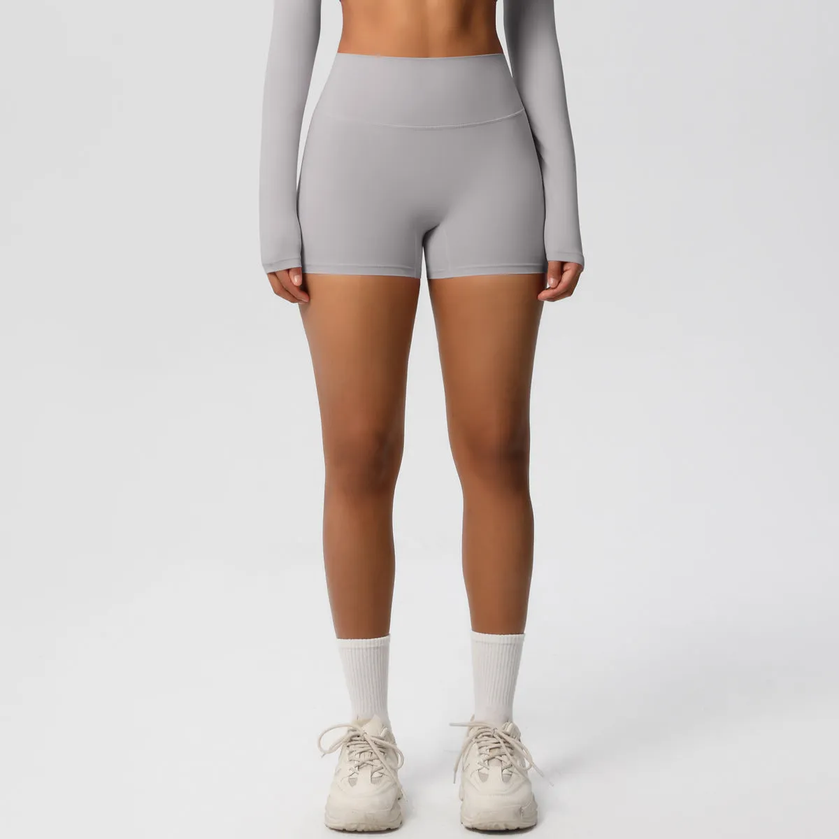 High-Waisted Solid Yoga and Fitness Shorts for Active Comfort