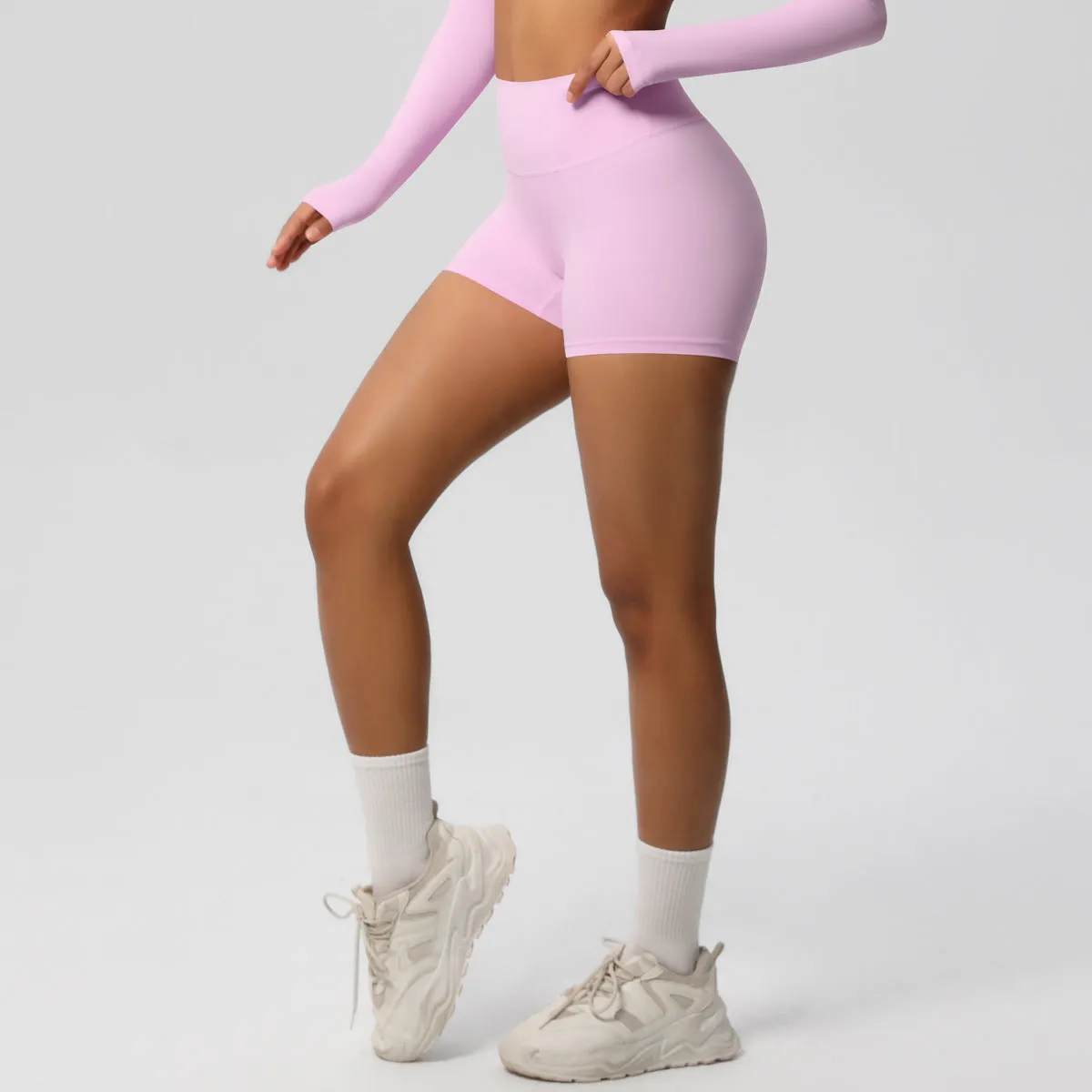 High-Waisted Solid Yoga and Fitness Shorts for Active Comfort