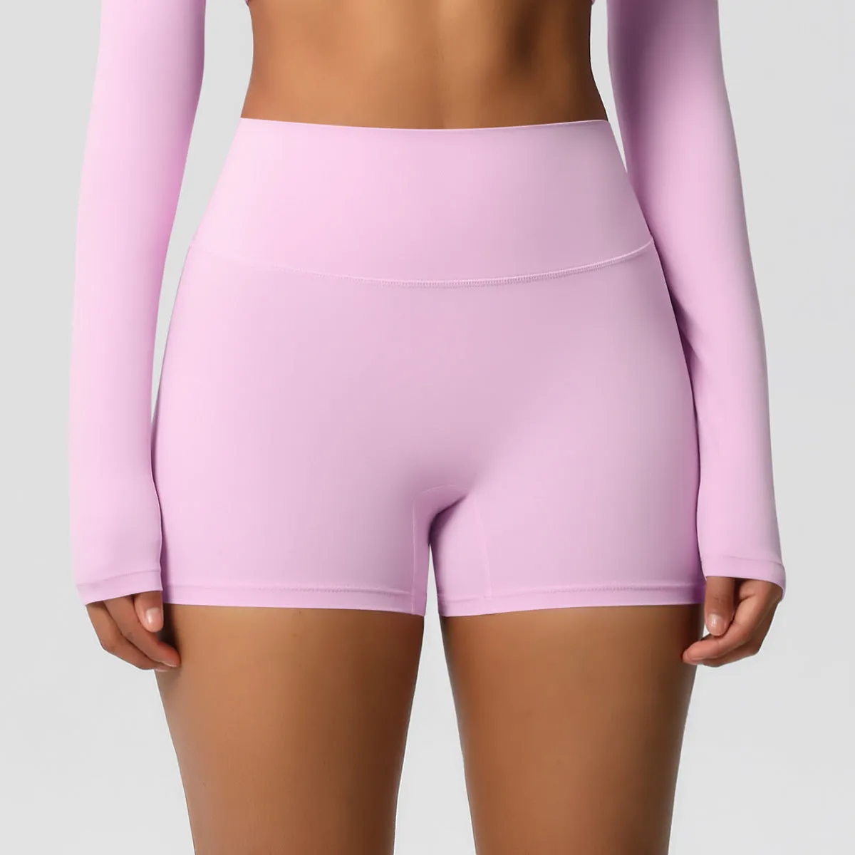 High-Waisted Solid Yoga and Fitness Shorts for Active Comfort