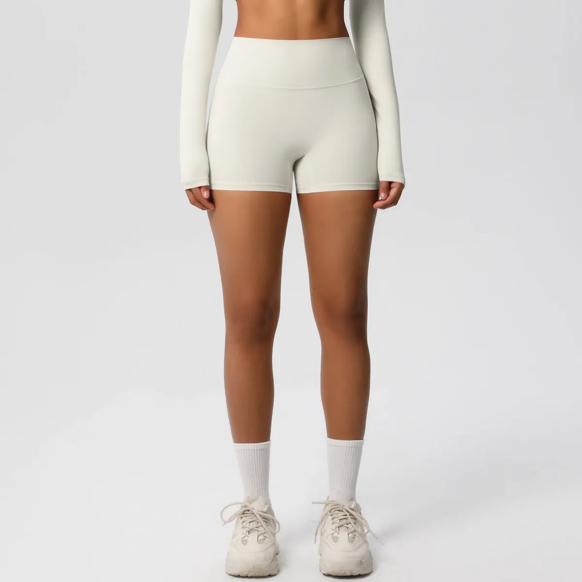 High-Waisted Solid Yoga and Fitness Shorts for Active Comfort