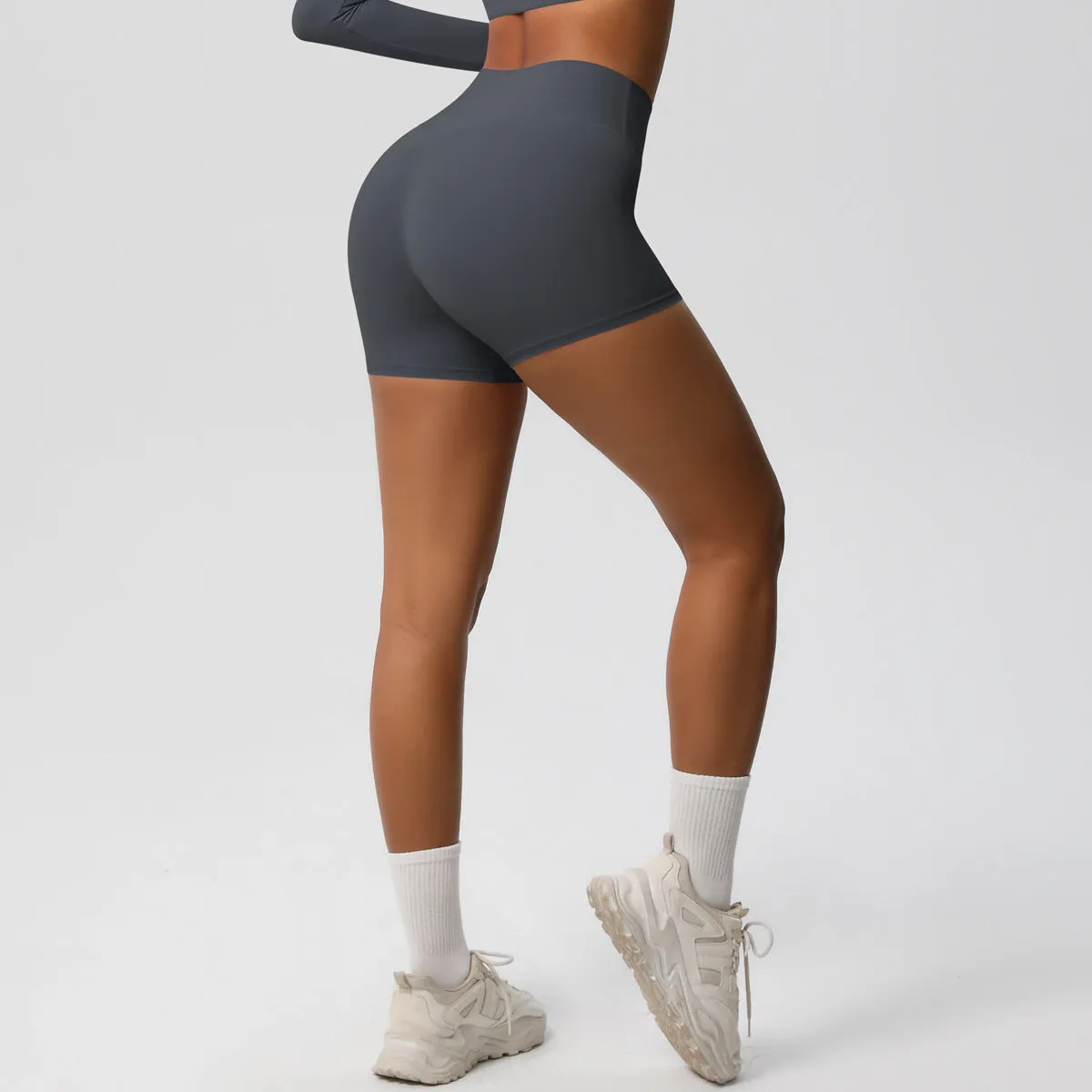 High-Waisted Solid Yoga and Fitness Shorts for Active Comfort
