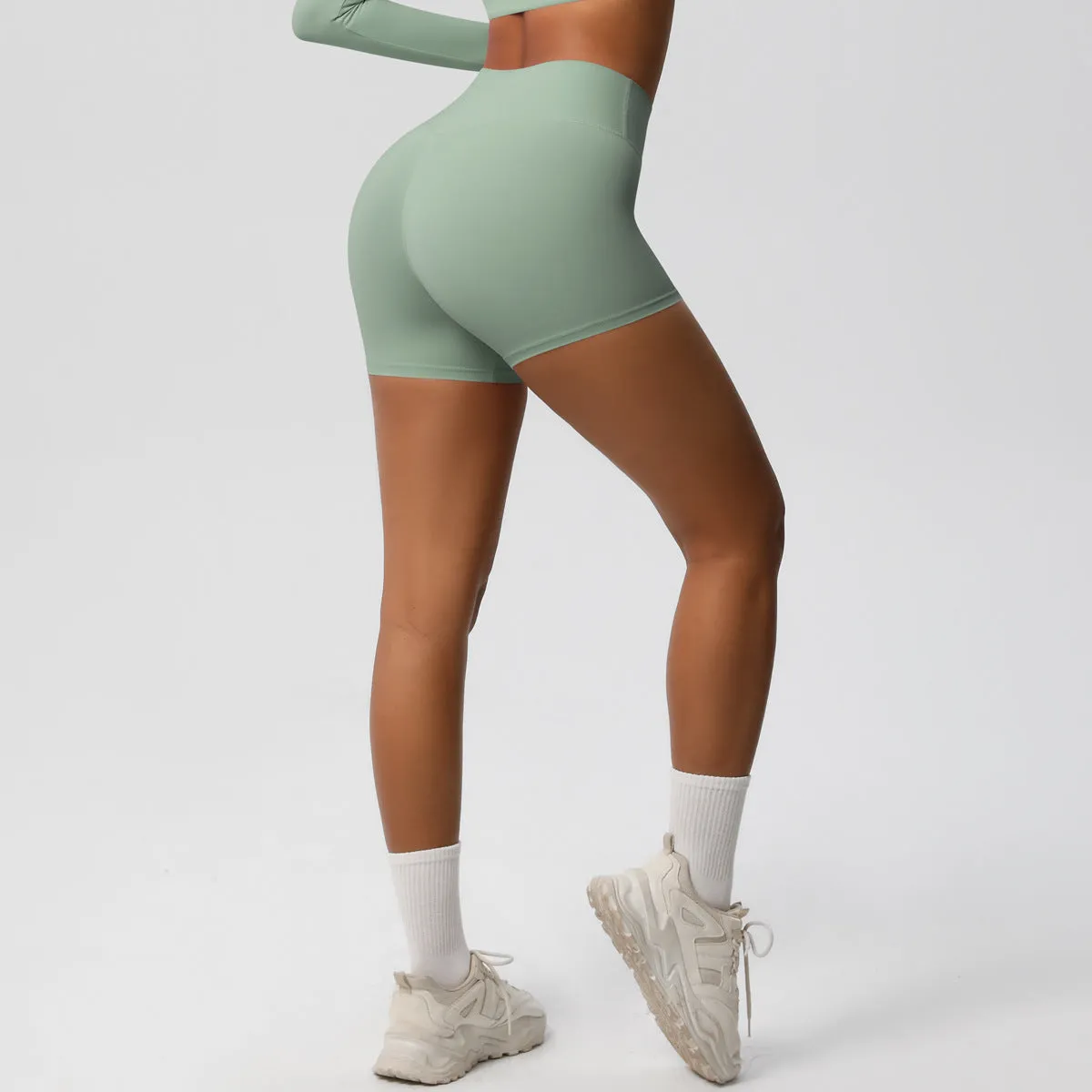 High-Waisted Solid Yoga and Fitness Shorts for Active Comfort
