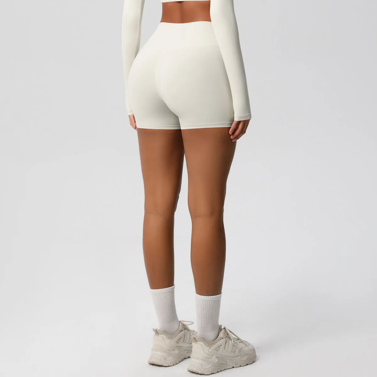 High-Waisted Solid Yoga and Fitness Shorts for Active Comfort