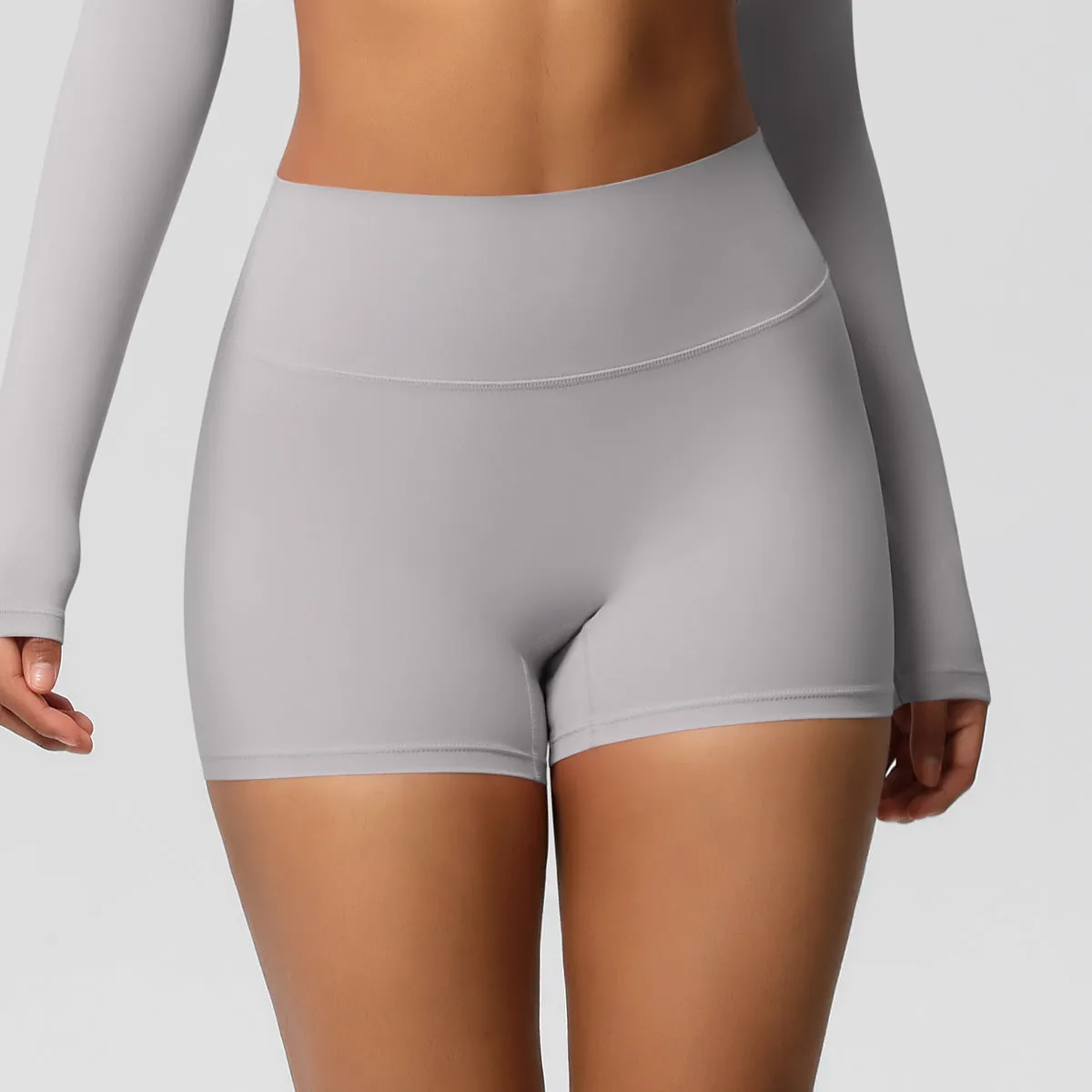High-Waisted Solid Yoga and Fitness Shorts for Active Comfort