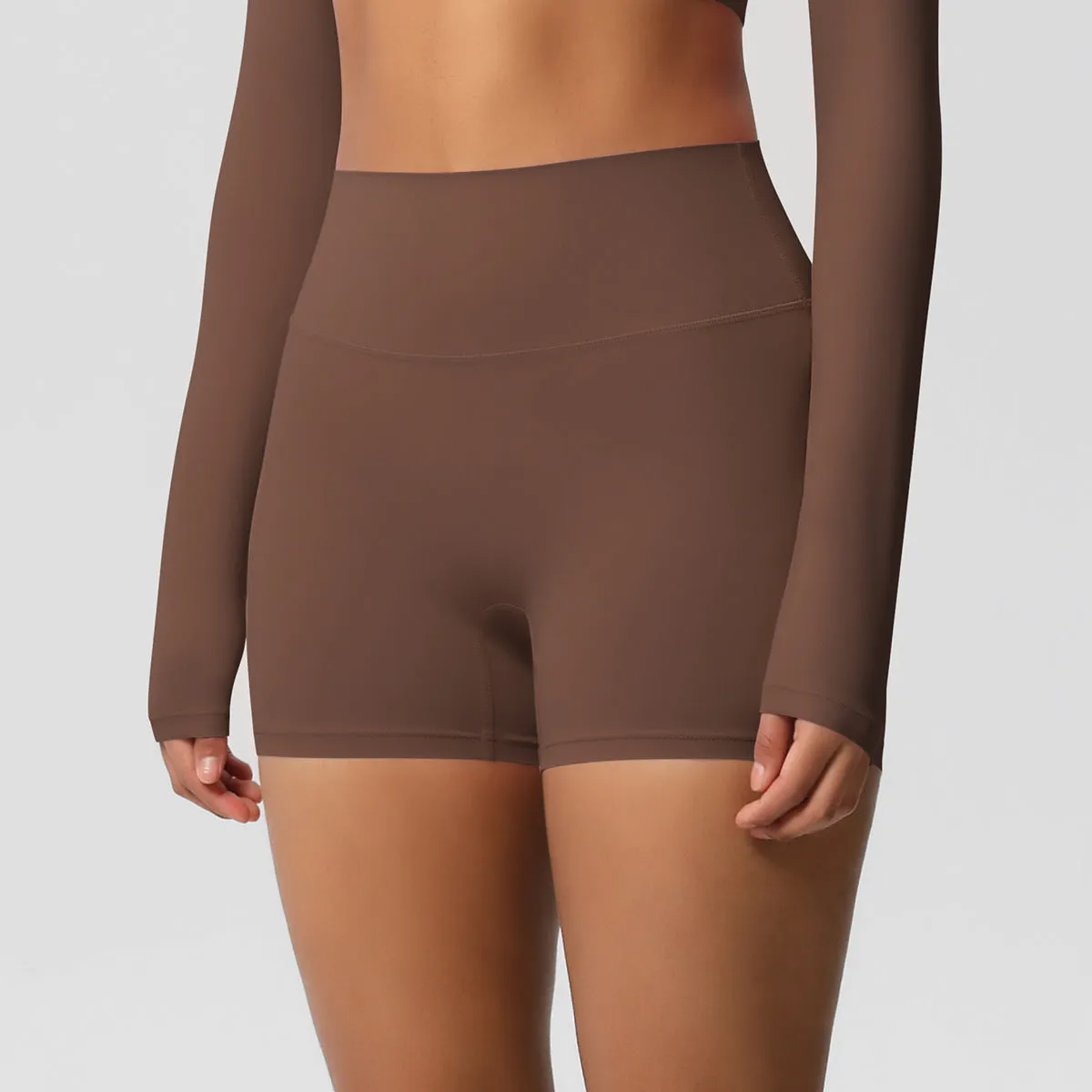 High-Waisted Solid Yoga and Fitness Shorts for Active Comfort