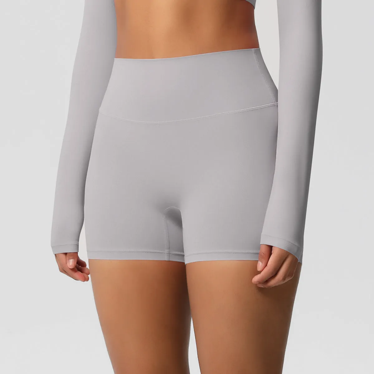 High-Waisted Solid Yoga and Fitness Shorts for Active Comfort
