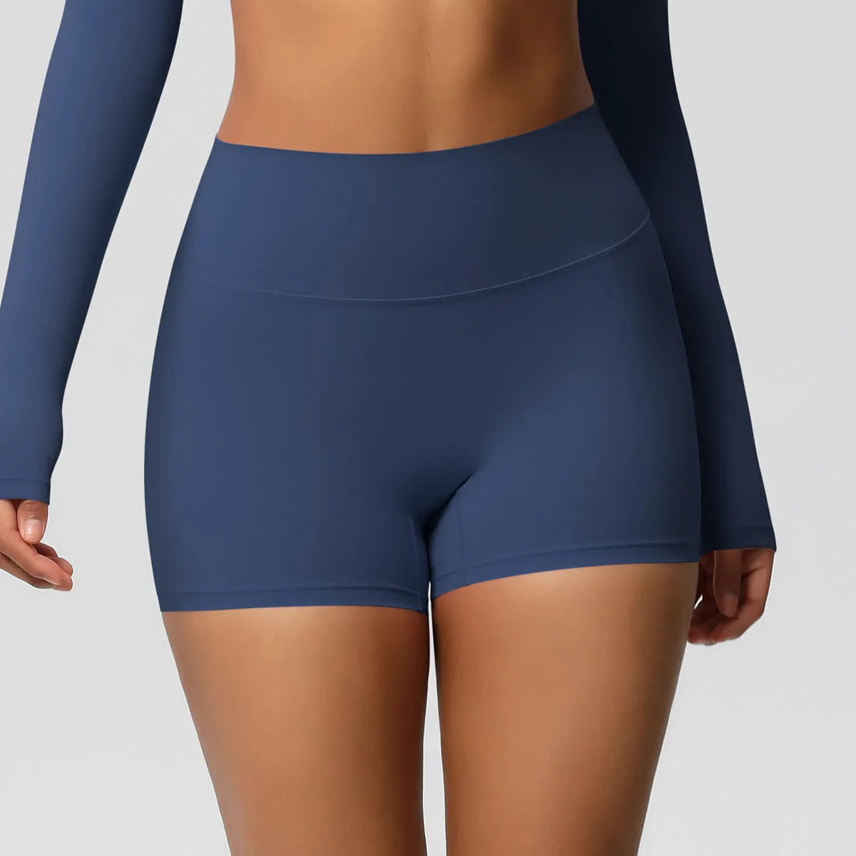 High-Waisted Solid Yoga and Fitness Shorts for Active Comfort