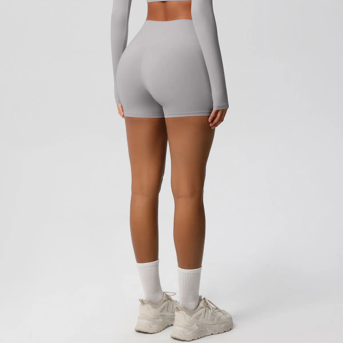 High-Waisted Solid Yoga and Fitness Shorts for Active Comfort