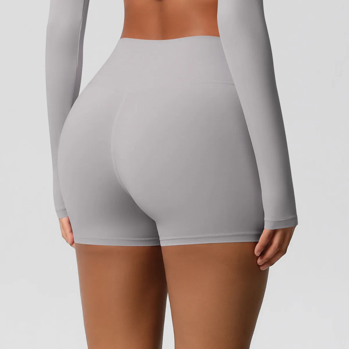 High-Waisted Solid Yoga and Fitness Shorts for Active Comfort
