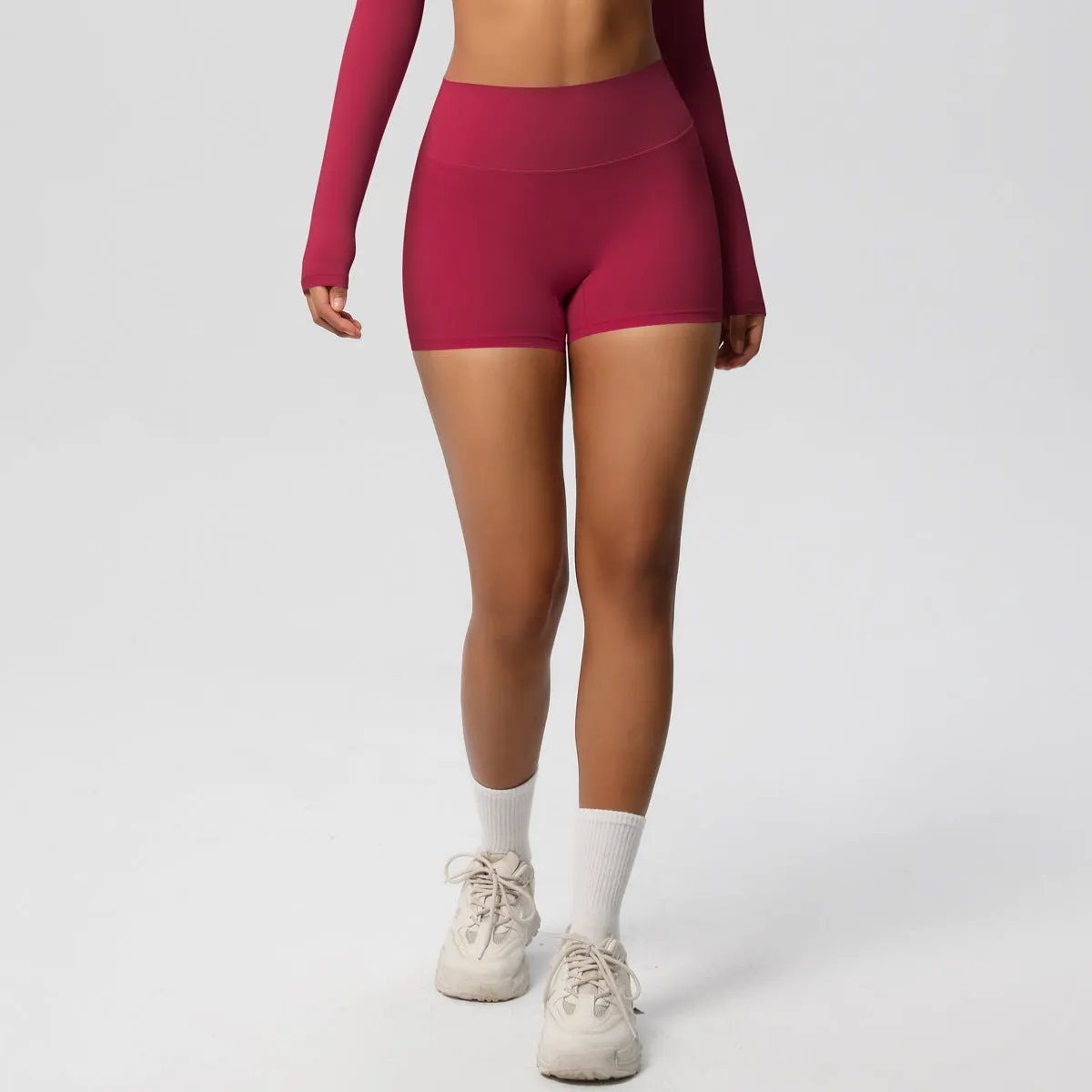 High-Waisted Solid Yoga and Fitness Shorts for Active Comfort