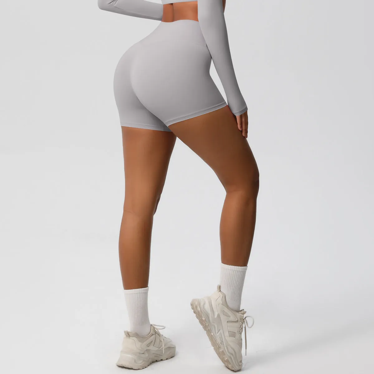 High-Waisted Solid Yoga and Fitness Shorts for Active Comfort