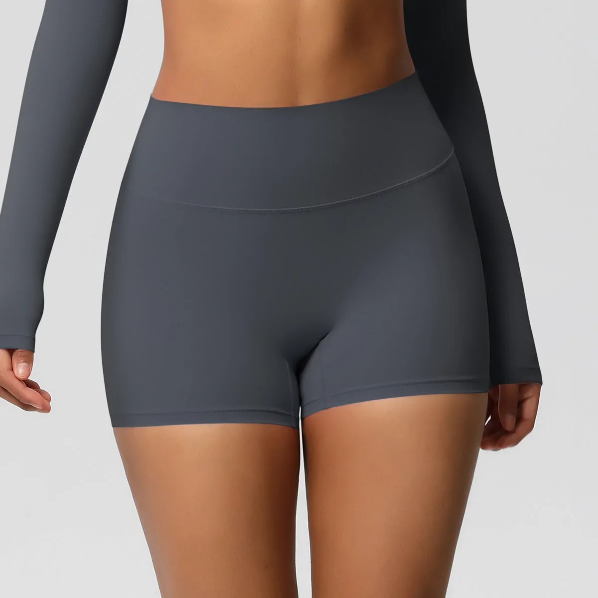 High-Waisted Solid Yoga and Fitness Shorts for Active Comfort