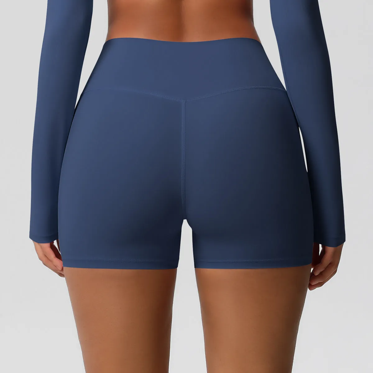 High-Waisted Solid Yoga and Fitness Shorts for Active Comfort