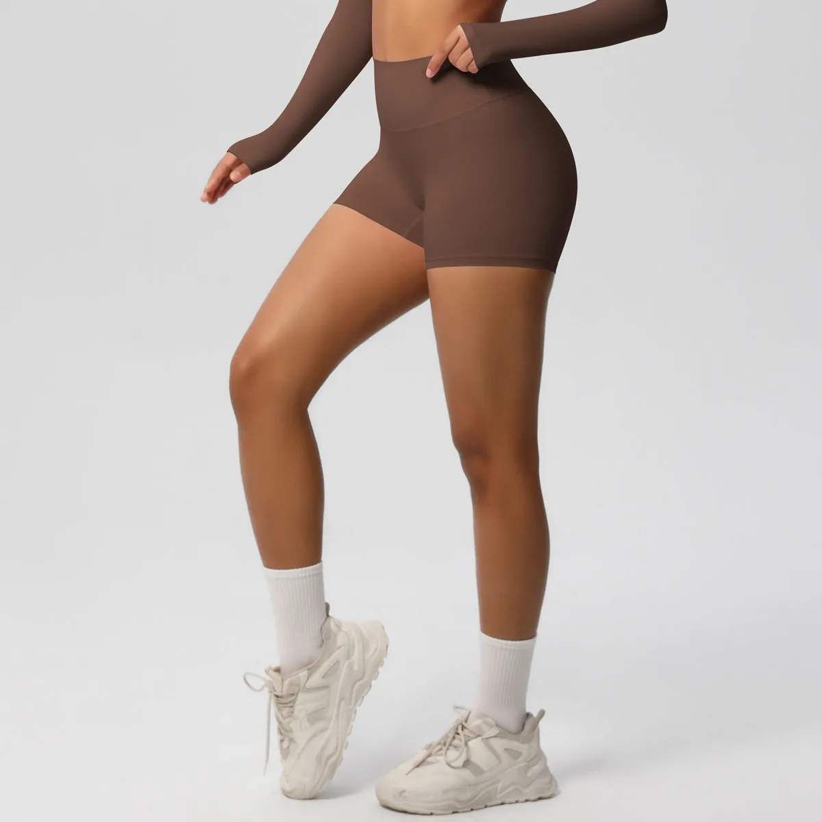 High-Waisted Solid Yoga and Fitness Shorts for Active Comfort