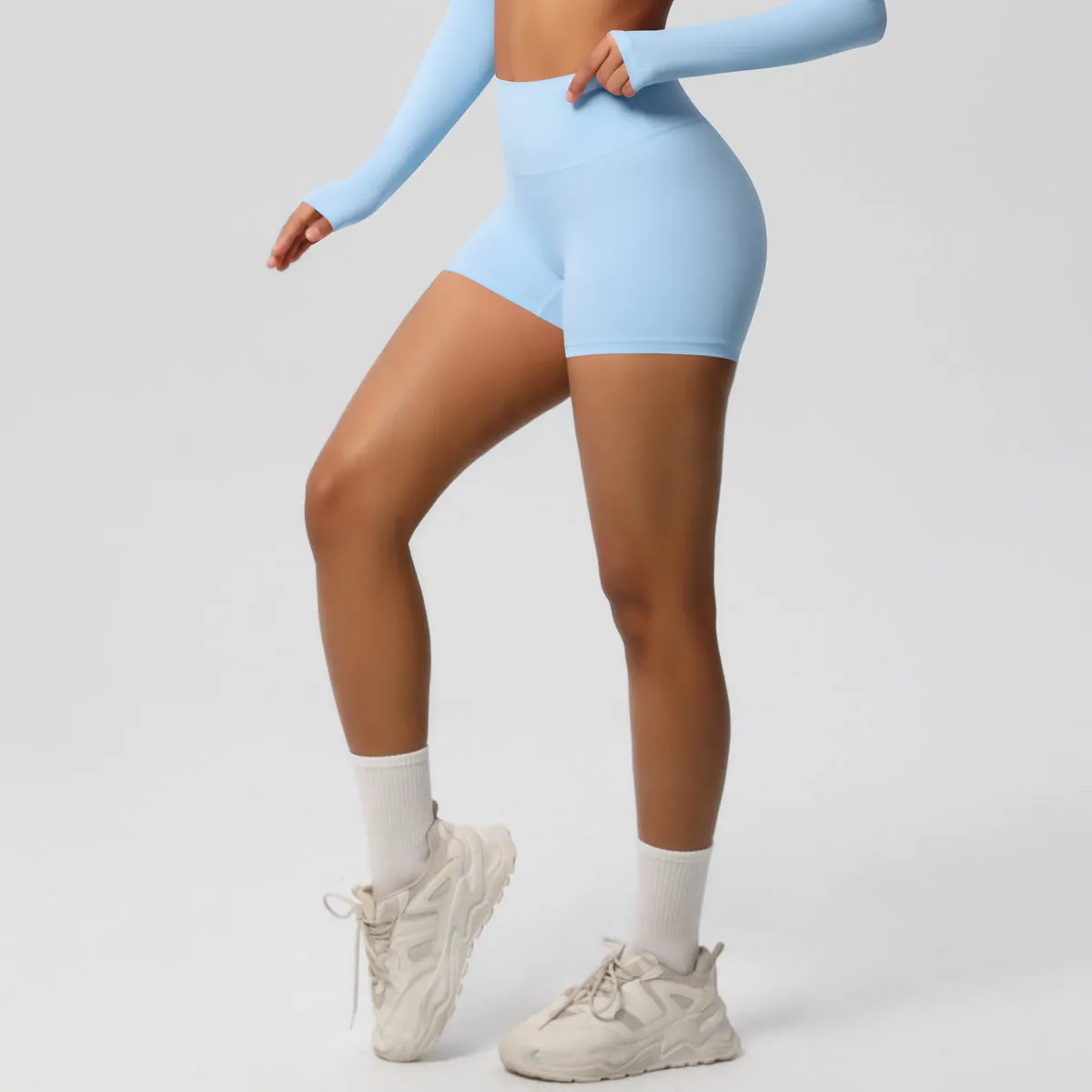 High-Waisted Solid Yoga and Fitness Shorts for Active Comfort