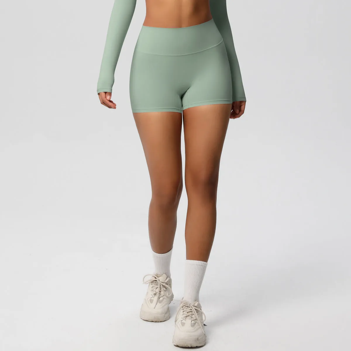 High-Waisted Solid Yoga and Fitness Shorts for Active Comfort