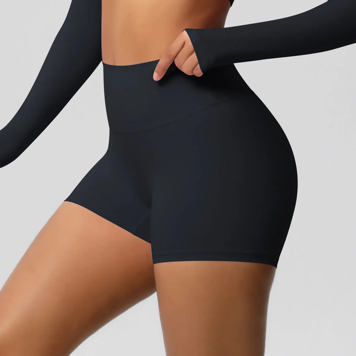 High-Waisted Solid Yoga and Fitness Shorts for Active Comfort