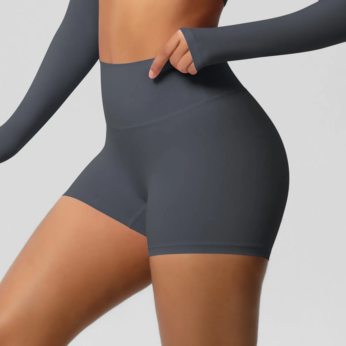 High-Waisted Solid Yoga and Fitness Shorts for Active Comfort