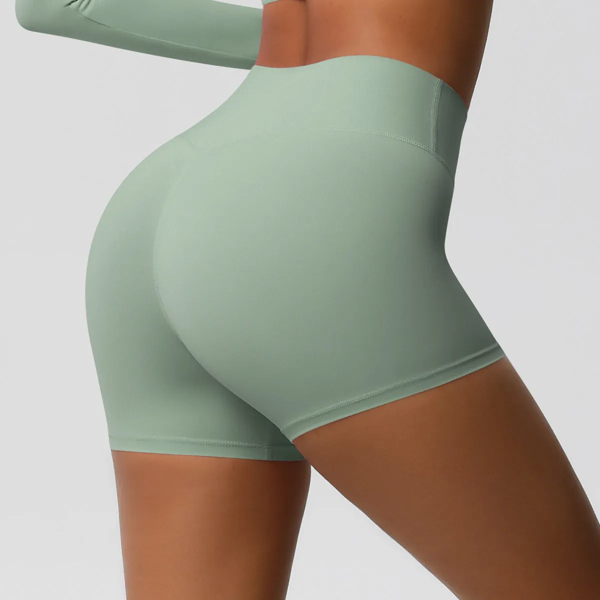 High-Waisted Solid Yoga and Fitness Shorts for Active Comfort