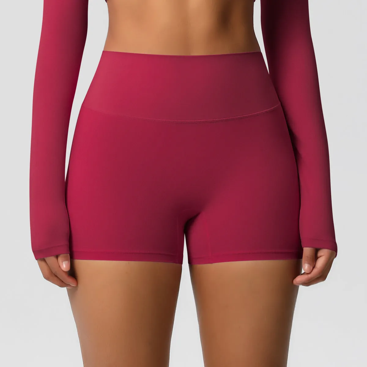 High-Waisted Solid Yoga and Fitness Shorts for Active Comfort