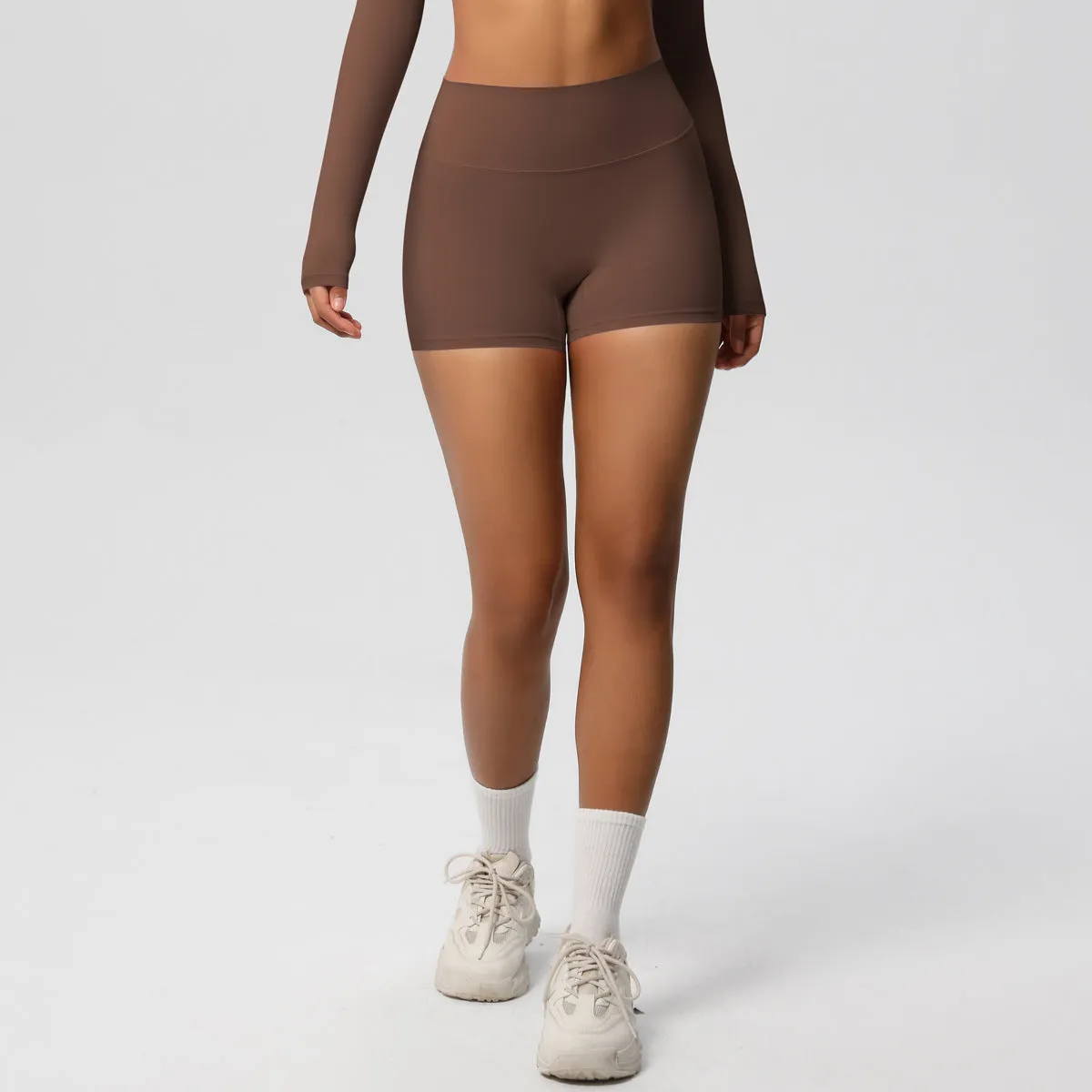 High-Waisted Solid Yoga and Fitness Shorts for Active Comfort