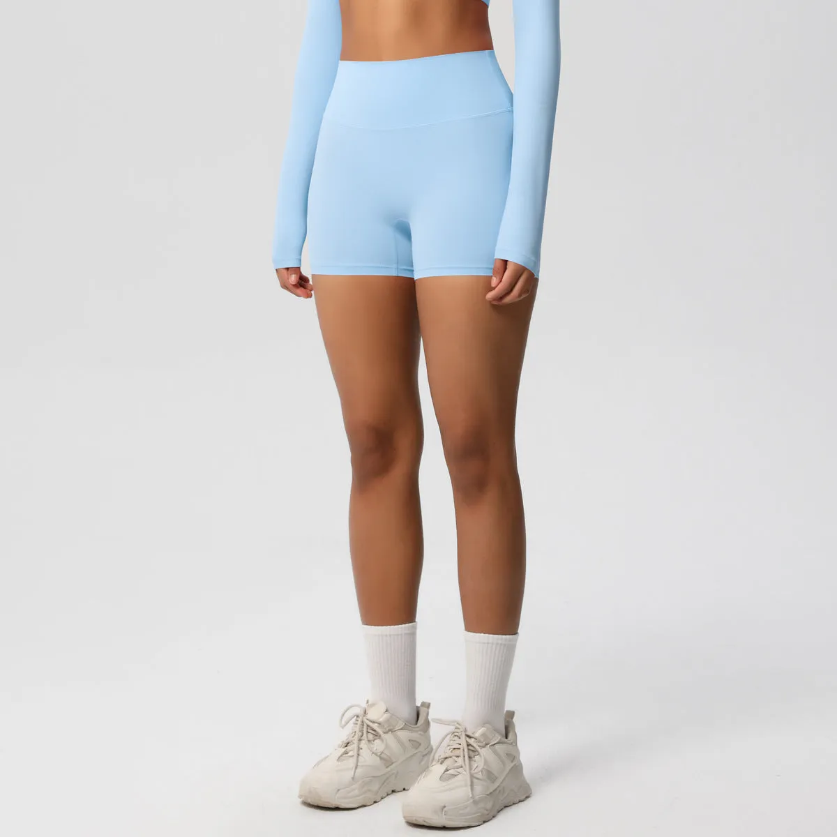 High-Waisted Solid Yoga and Fitness Shorts for Active Comfort