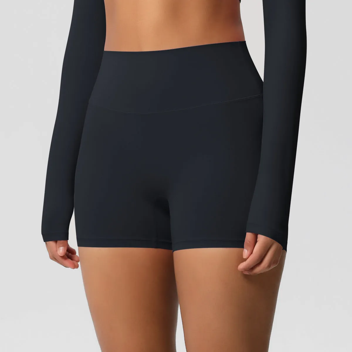 High-Waisted Solid Yoga and Fitness Shorts for Active Comfort