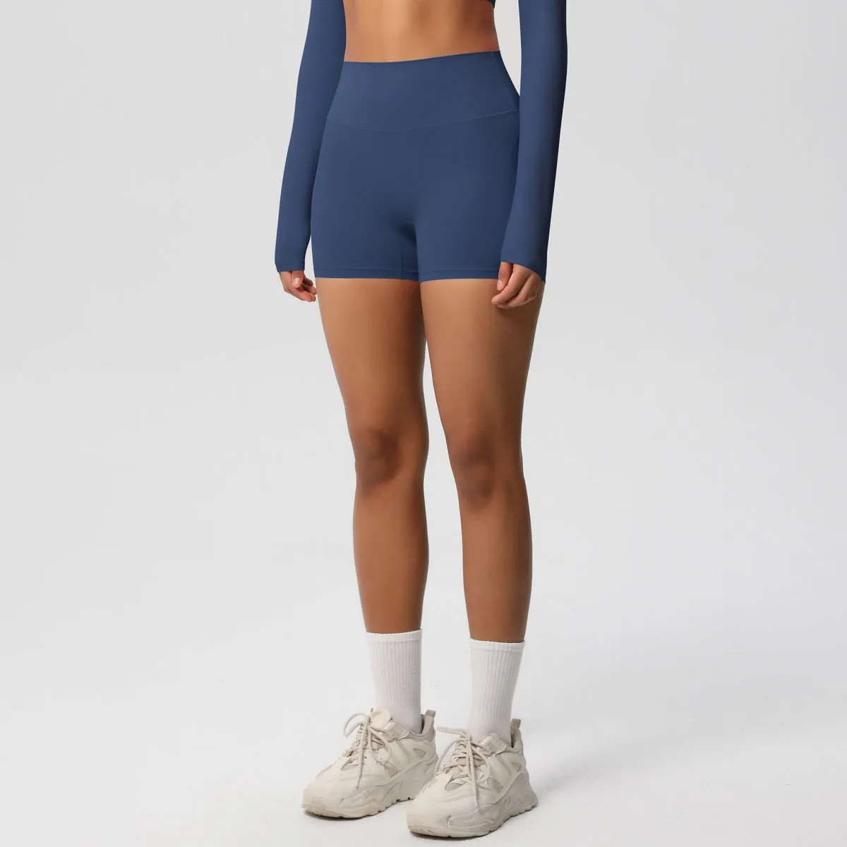 High-Waisted Solid Yoga and Fitness Shorts for Active Comfort