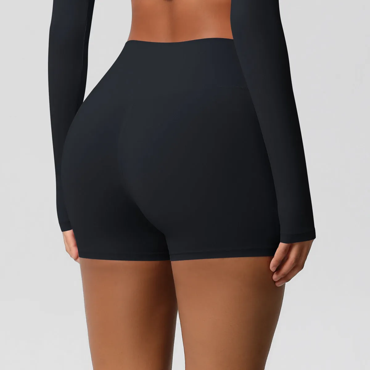 High-Waisted Solid Yoga and Fitness Shorts for Active Comfort