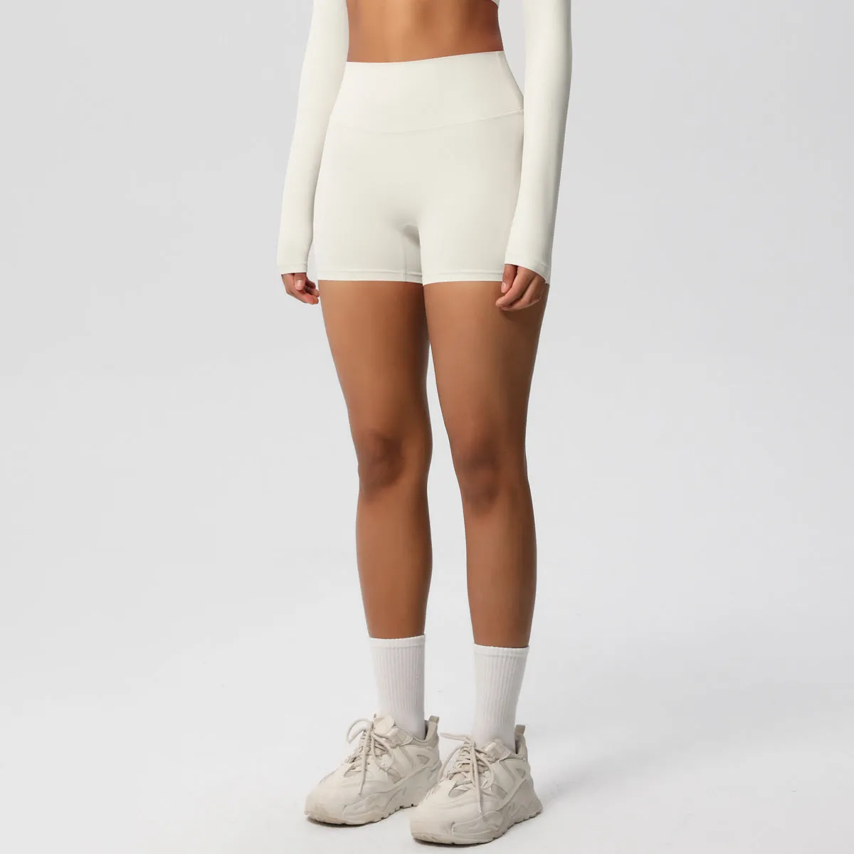 High-Waisted Solid Yoga and Fitness Shorts for Active Comfort