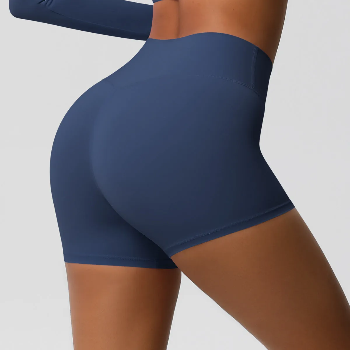 High-Waisted Solid Yoga and Fitness Shorts for Active Comfort