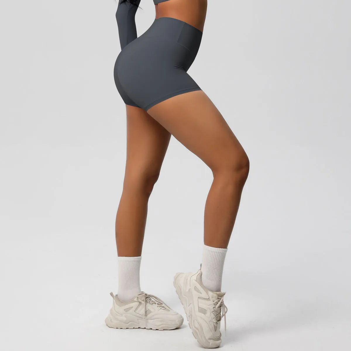 High-Waisted Solid Yoga and Fitness Shorts for Active Comfort