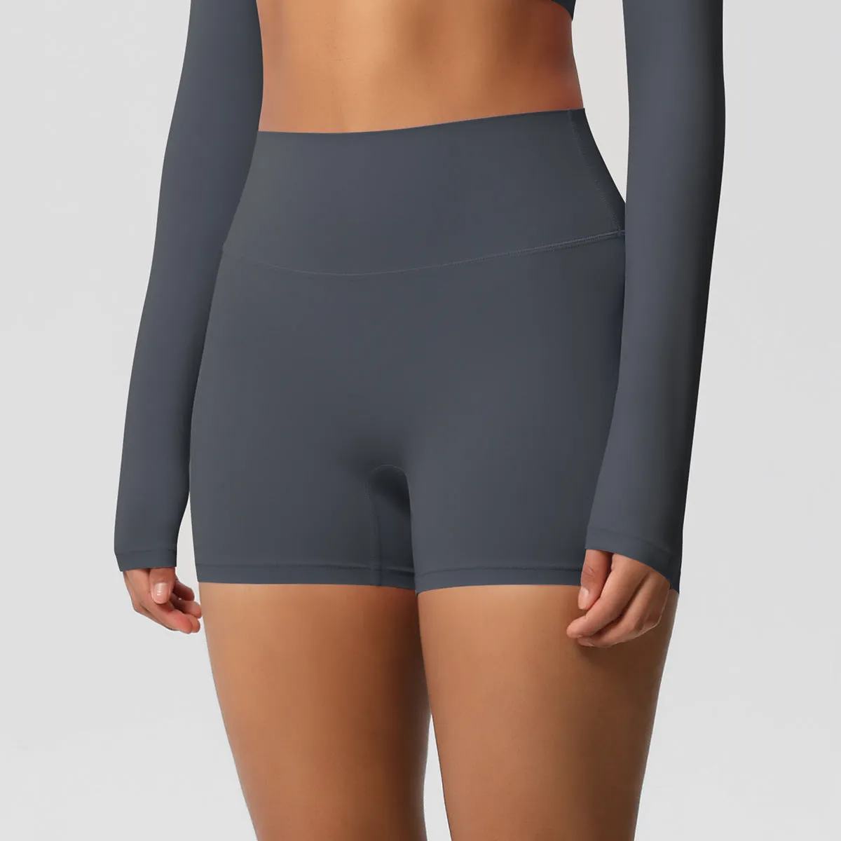 High-Waisted Solid Yoga and Fitness Shorts for Active Comfort