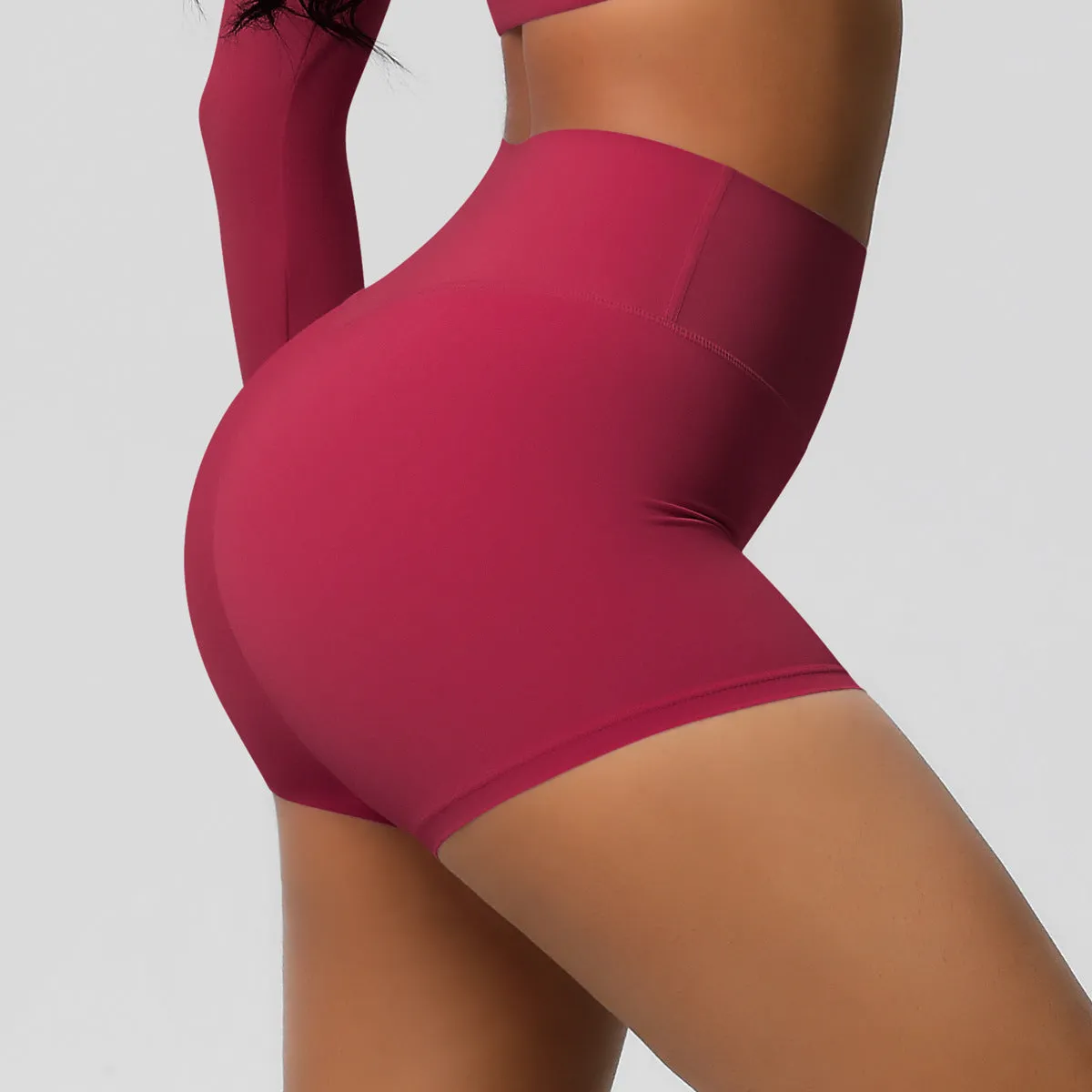 High-Waisted Solid Yoga and Fitness Shorts for Active Comfort