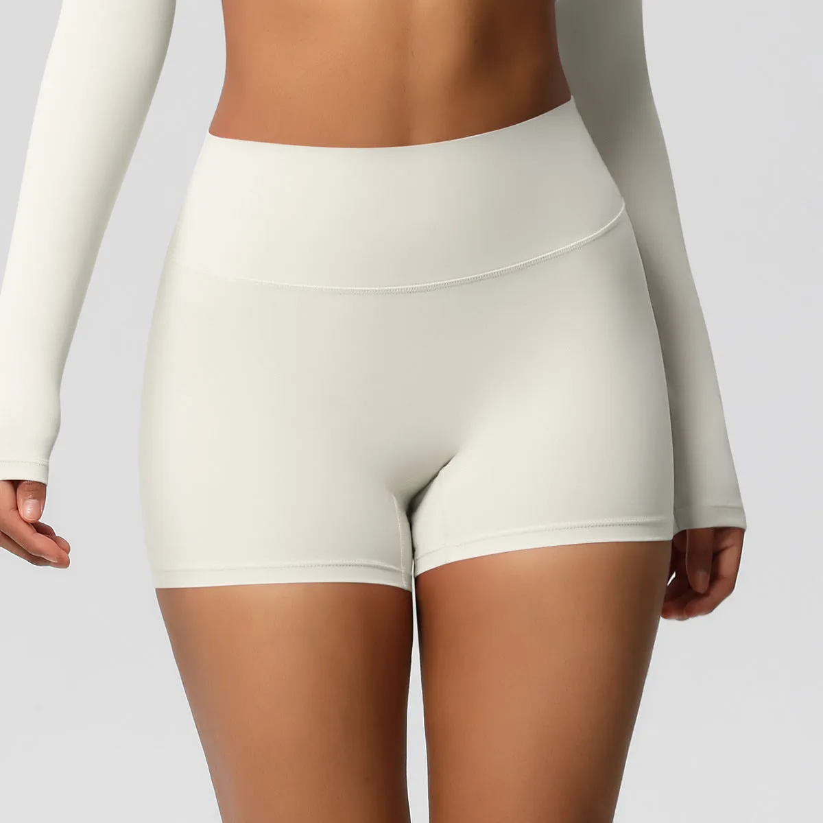 High-Waisted Solid Yoga and Fitness Shorts for Active Comfort