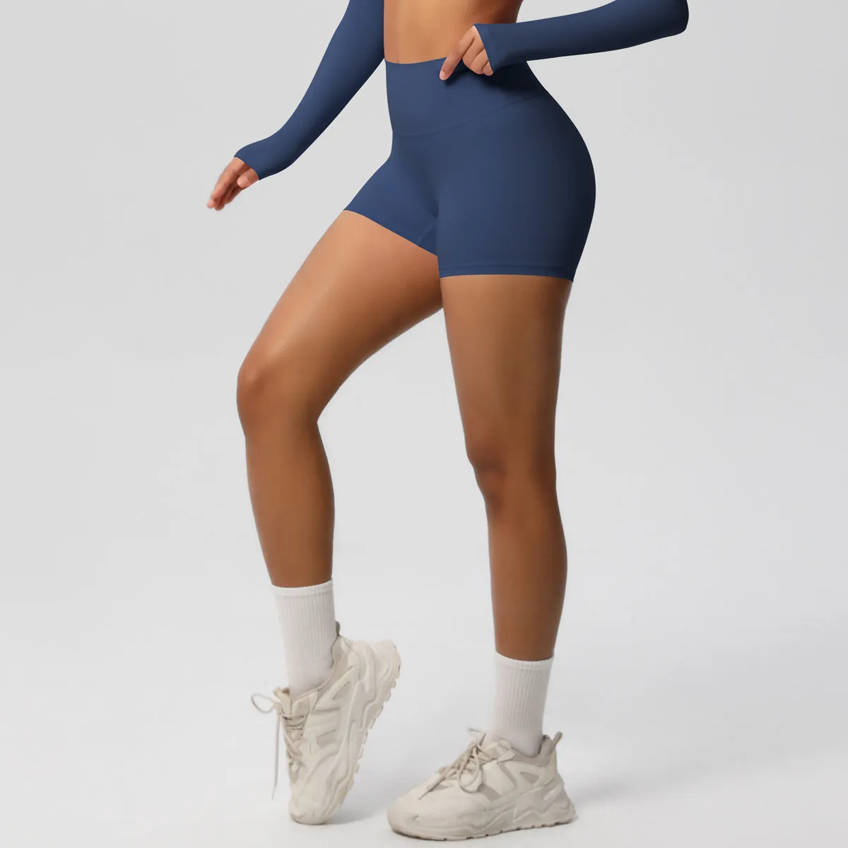 High-Waisted Solid Yoga and Fitness Shorts for Active Comfort