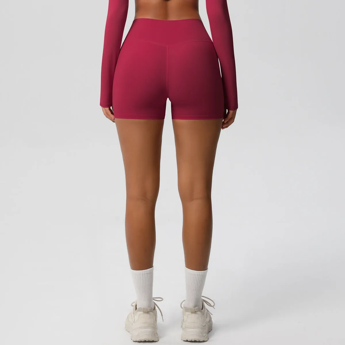High-Waisted Solid Yoga and Fitness Shorts for Active Comfort