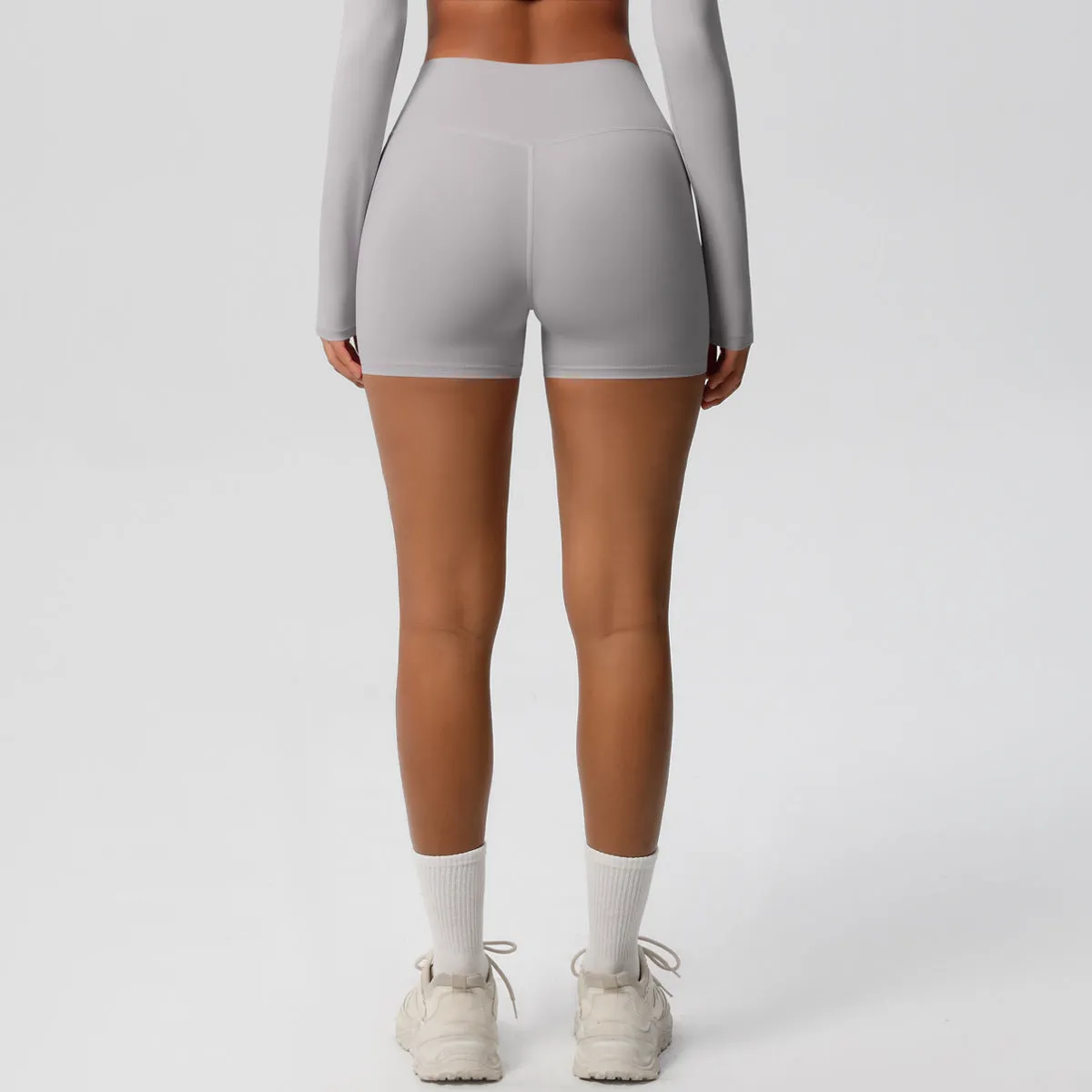 High-Waisted Solid Yoga and Fitness Shorts for Active Comfort