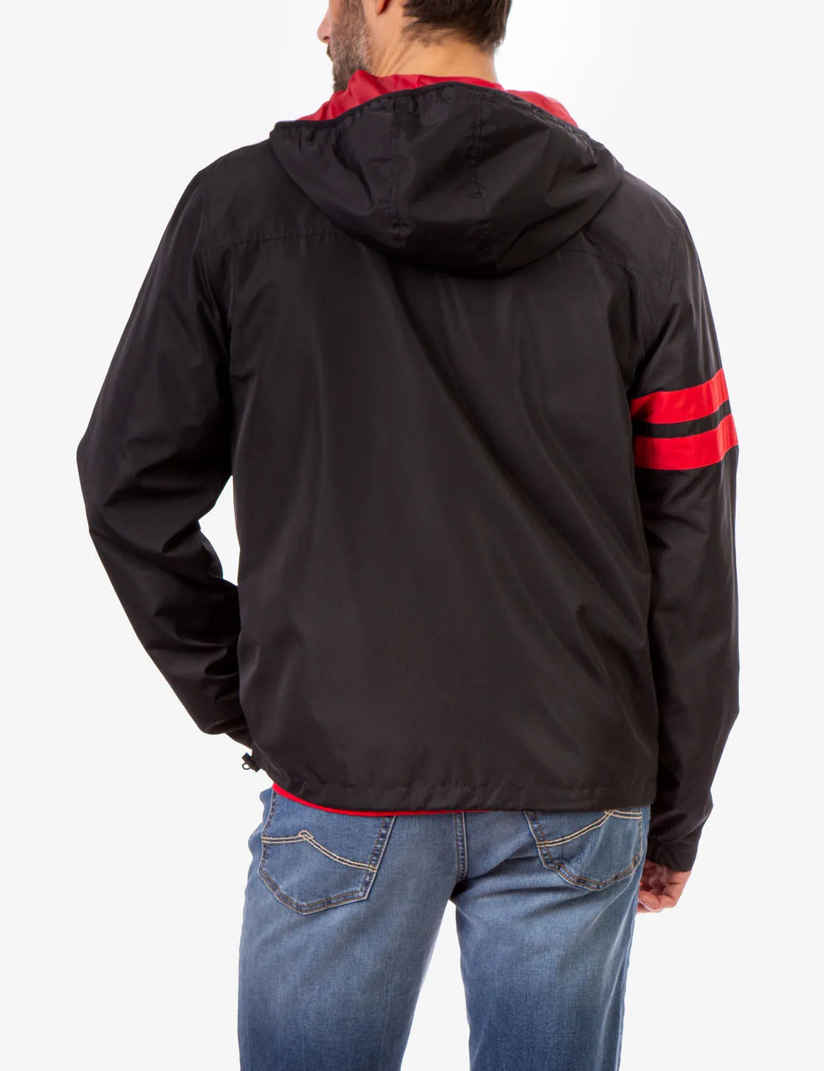 HOODED STRIPE WINDBREAKER