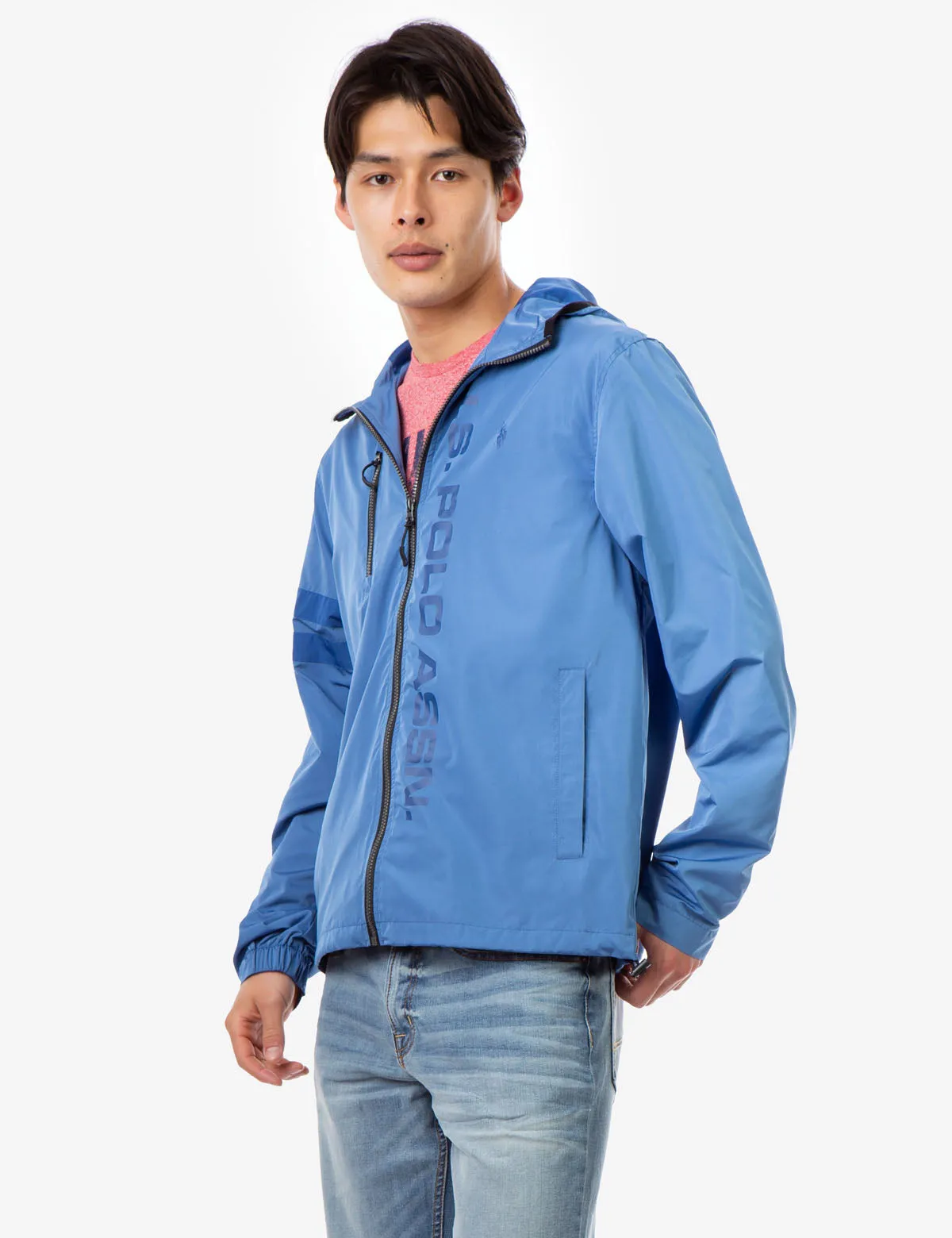 HOODED STRIPE WINDBREAKER
